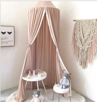 HKM-780627 Children's Chiffon Lace Mosquito Net Tent - Pink, Gray, and White, 60cm Diameter, 240cm Height