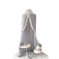 HKM-780627 Children's Chiffon Lace Mosquito Net Tent - Pink, Gray, and White, 60cm Diameter, 240cm Height