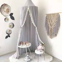 HKM-780627 Children's Chiffon Lace Mosquito Net Tent - Pink, Gray, and White, 60cm Diameter, 240cm Height