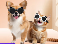 HKM-780627 Dog and Cat UV Protection Sunglasses Goggles with Nylon Strap - Black or Black and White