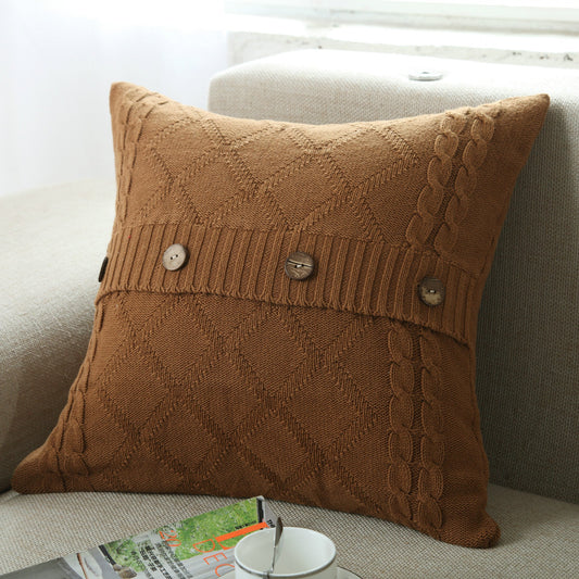 HKM-780691 Cotton Knitted Outdoor Pillowcase in Modern Plain Design