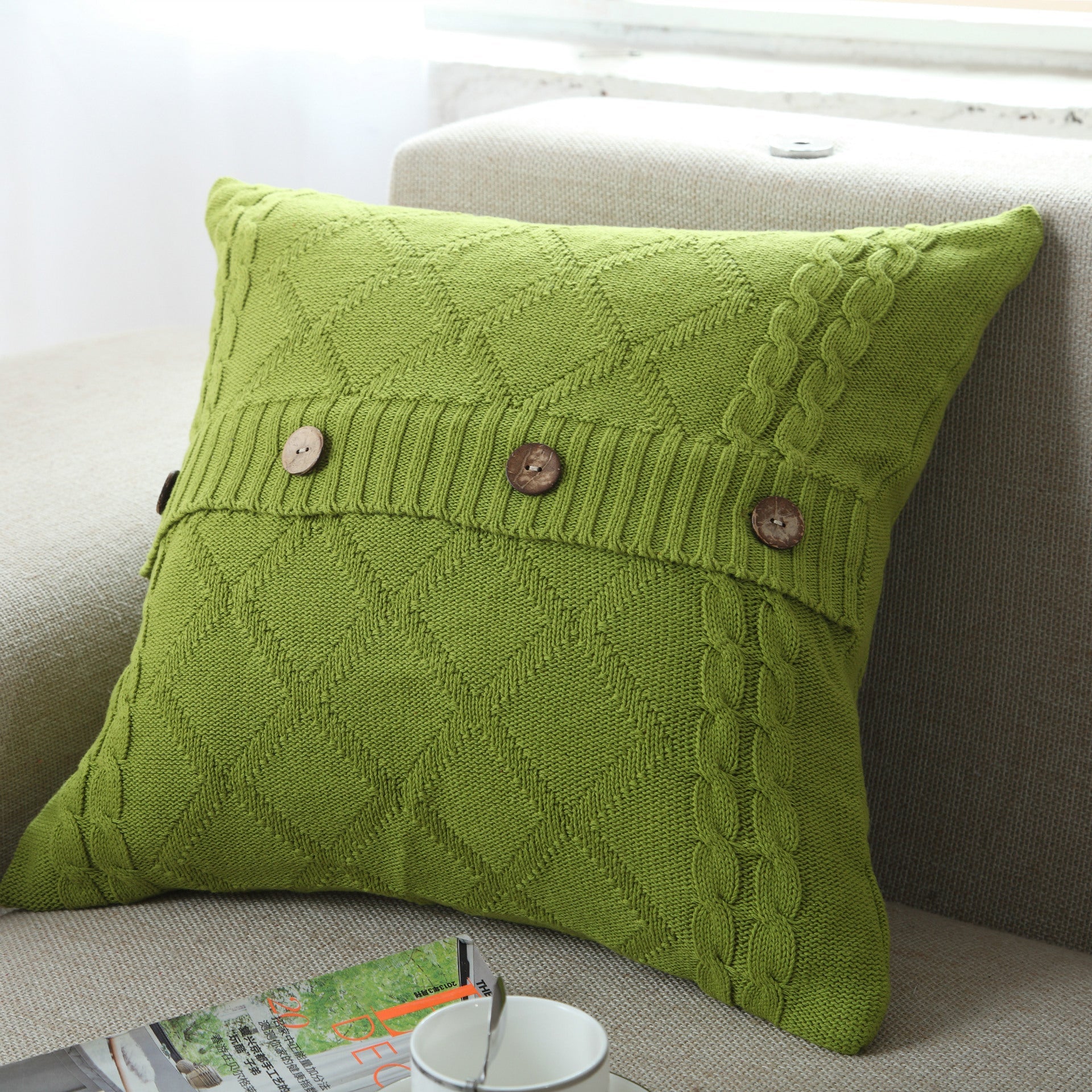 HKM-780691 Cotton Knitted Outdoor Pillowcase in Modern Plain Design