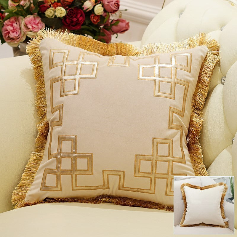 HKM-780755 Striped Flannel Cushion Pillowcase for Living Room – Soft Cotton with PP Cotton Filling
