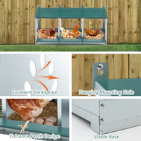 HKM-780819 Galvanized Steel Metal Nesting Boxes for Chickens, 3 Compartment Design, Durable and Easy to Assemble