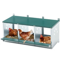 HKM-780819 Galvanized Steel Metal Nesting Boxes for Chickens, 3 Compartment Design, Durable and Easy to Assemble