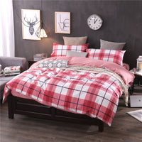 HKM-780947 Checked Cotton Bed Sheet Set - 3-Piece for Various Bed Sizes