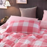 HKM-780947 Checked Cotton Bed Sheet Set - 3-Piece for Various Bed Sizes