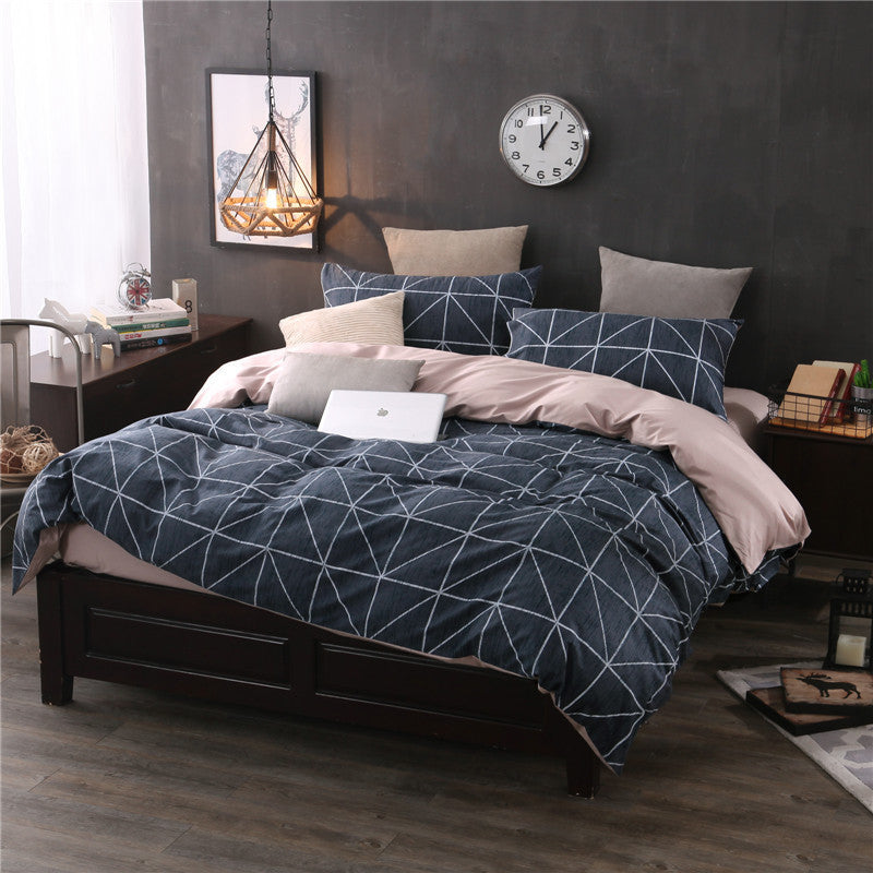 HKM-780947 Checked Cotton Bed Sheet Set - 3-Piece for Various Bed Sizes