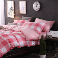 HKM-780947 Checked Cotton Bed Sheet Set - 3-Piece for Various Bed Sizes