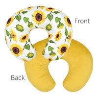 HKM-781011 U-Shaped Polyester Cotton Nursing Pillowcase - Forest Animals, Cedar Bear, Sunflower, Watercolor Flowers, Retro Geometry, Snowflake, Blooming Rose Red Flower Designs