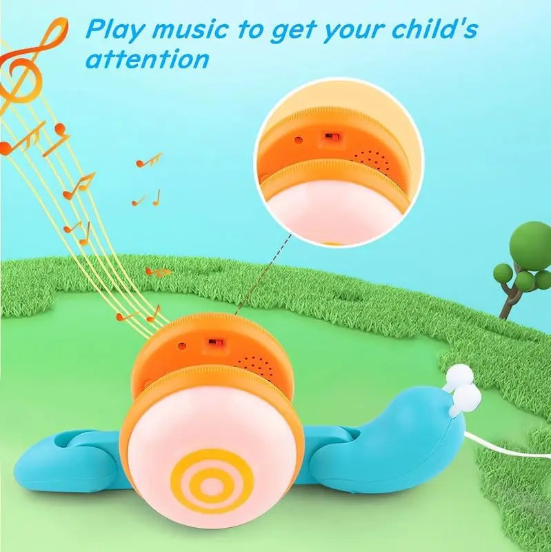 HKM-781267 Musical Electric Snail Pull Toy for Kids - Colorful Cartoon Design with Lights and Sounds