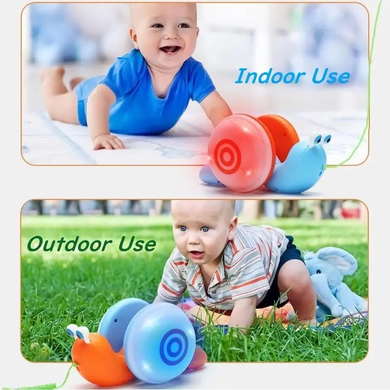 HKM-781267 Musical Electric Snail Pull Toy for Kids - Colorful Cartoon Design with Lights and Sounds