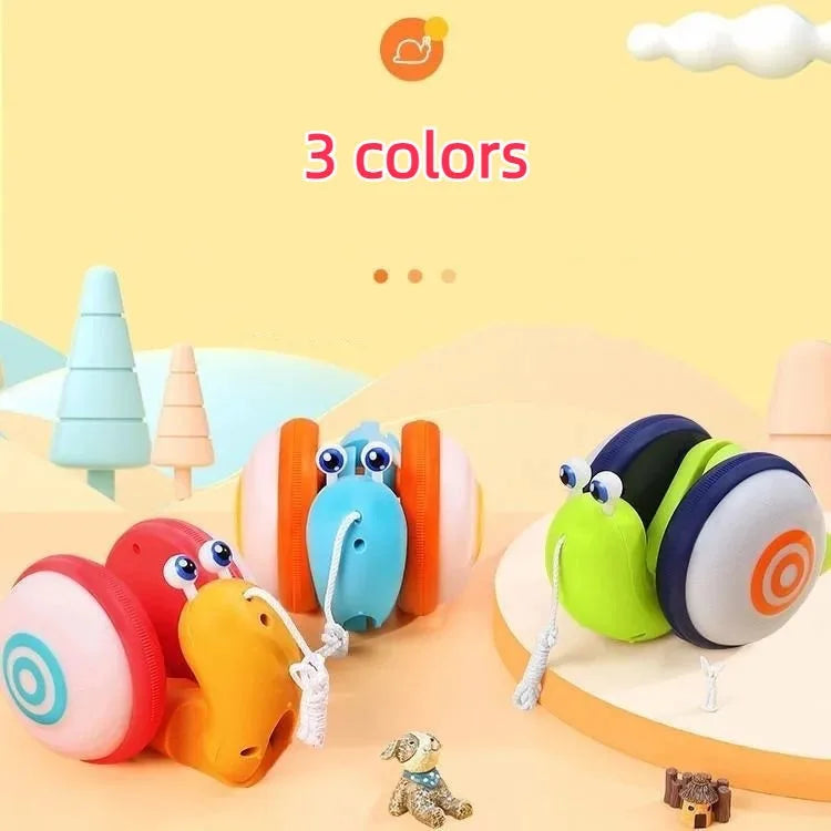 HKM-781267 Musical Electric Snail Pull Toy for Kids - Colorful Cartoon Design with Lights and Sounds
