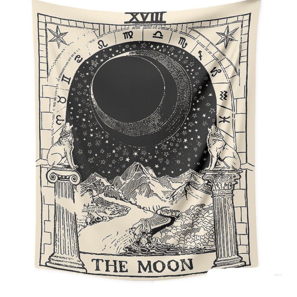 KTX-781331 Tarot Card Destiny Astrology Retro Wall Tapestry in Vintage Yellow