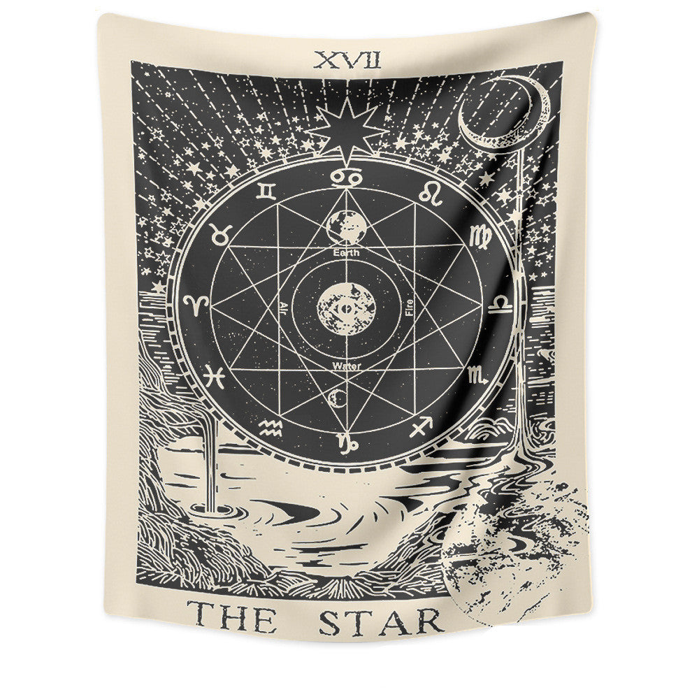 KTX-781331 Tarot Card Destiny Astrology Retro Wall Tapestry in Vintage Yellow