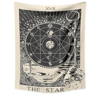 HKM-781331 Tarot Card Destiny Astrology Retro Wall Tapestry in Vintage Yellow