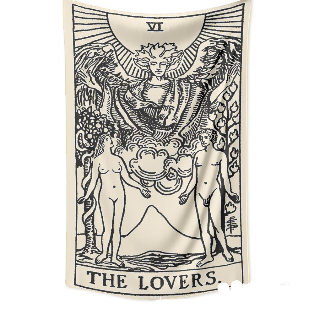 KTX-781331 Tarot Card Destiny Astrology Retro Wall Tapestry in Vintage Yellow