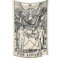 HKM-781331 Tarot Card Destiny Astrology Retro Wall Tapestry in Vintage Yellow