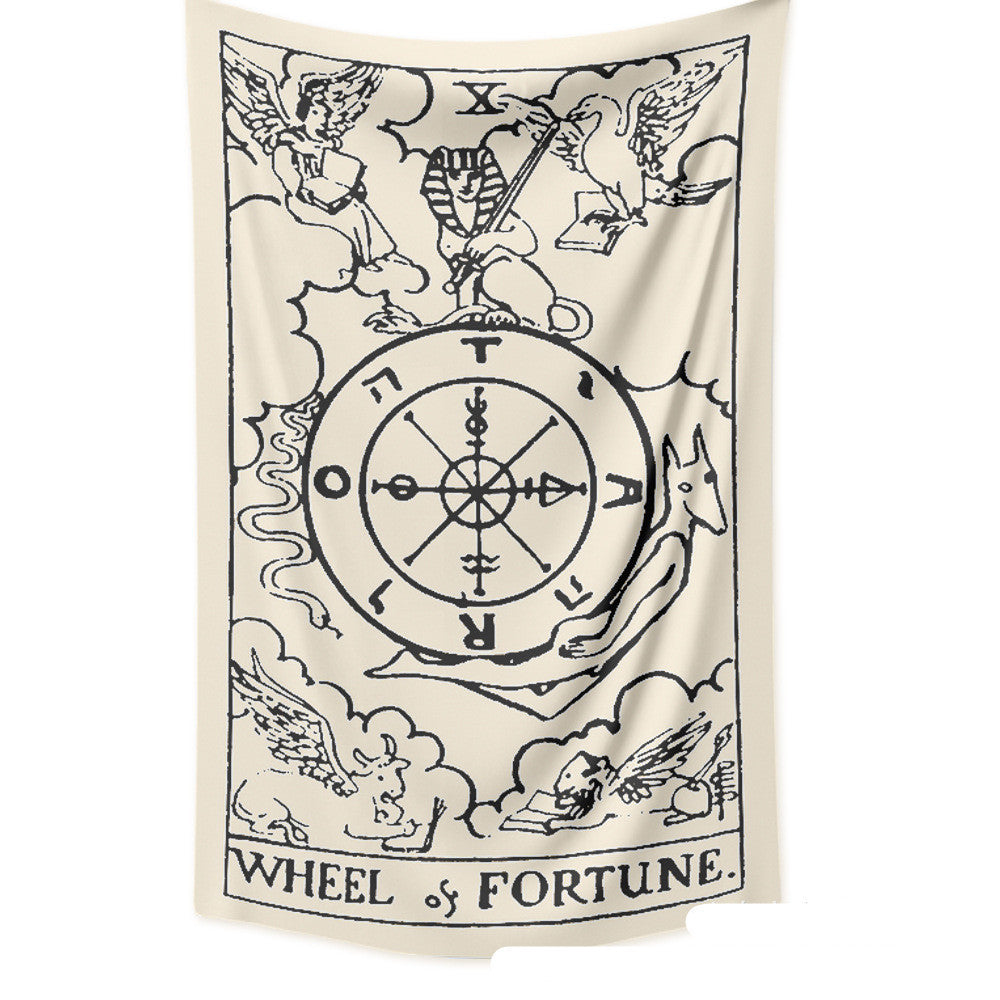 KTX-781331 Tarot Card Destiny Astrology Retro Wall Tapestry in Vintage Yellow