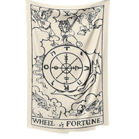 HKM-781331 Tarot Card Destiny Astrology Retro Wall Tapestry in Vintage Yellow