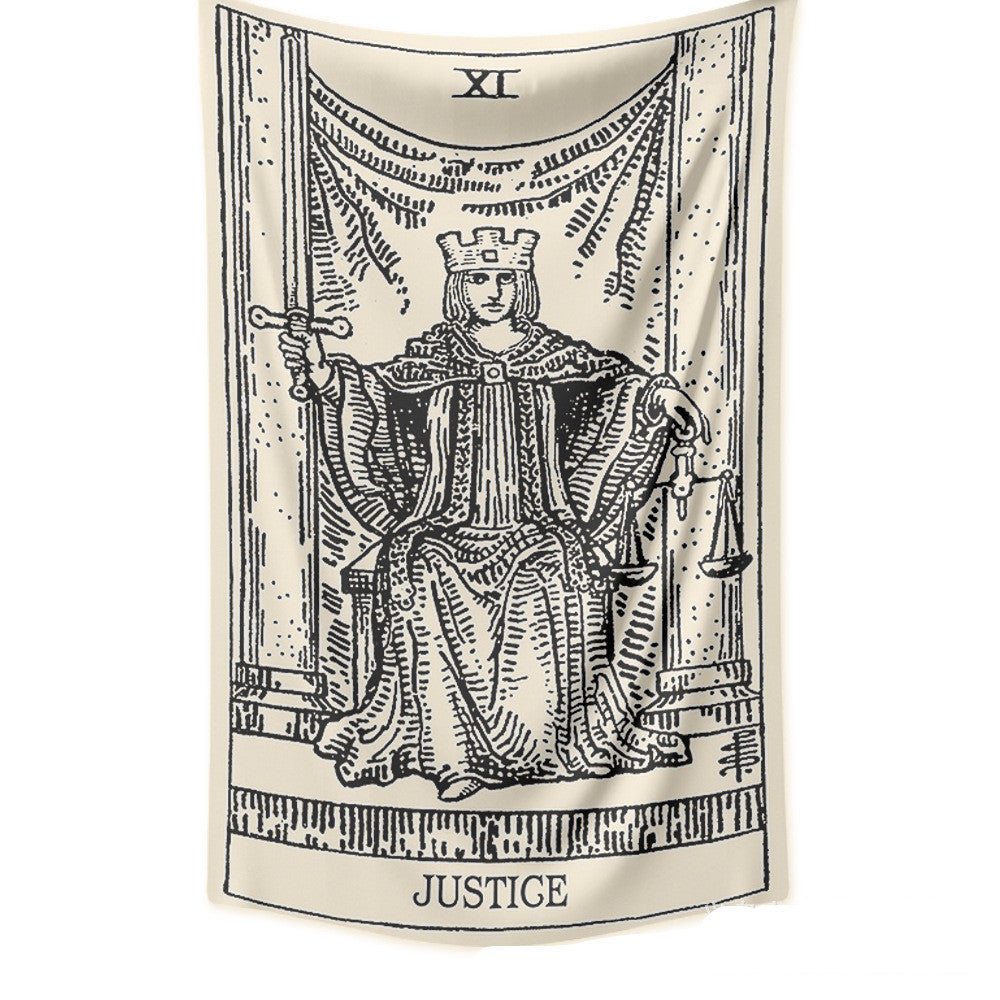 KTX-781331 Tarot Card Destiny Astrology Retro Wall Tapestry in Vintage Yellow