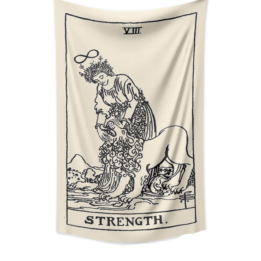 KTX-781331 Tarot Card Destiny Astrology Retro Wall Tapestry in Vintage Yellow