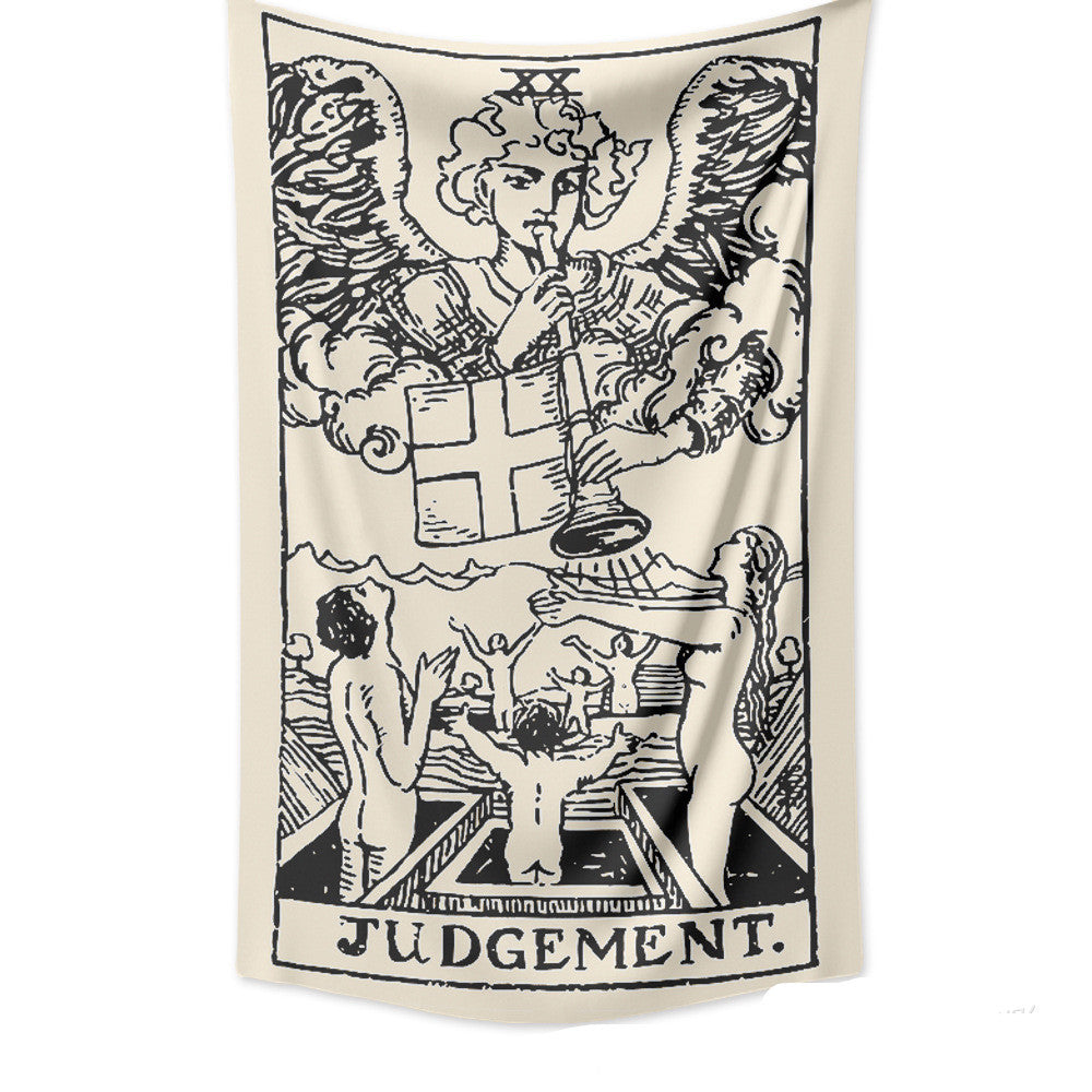 KTX-781331 Tarot Card Destiny Astrology Retro Wall Tapestry in Vintage Yellow