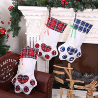 HKM-781395 Festive Dog Paw Print Christmas Stocking - 20 x 46 CM