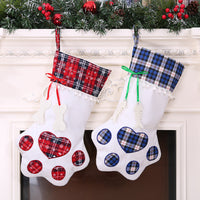HKM-781395 Festive Dog Paw Print Christmas Stocking - 20 x 46 CM