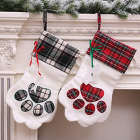 HKM-781395 Festive Dog Paw Print Christmas Stocking - 20 x 46 CM