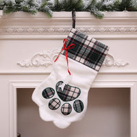 HKM-781395 Festive Dog Paw Print Christmas Stocking - 20 x 46 CM