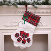 HKM-781395 Festive Dog Paw Print Christmas Stocking - 20 x 46 CM