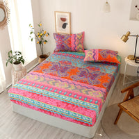 HKM-781587 Multi-Size Fixed Dustproof Polyester Mattress Cover with Floral Pattern, 180X (200-220cm)