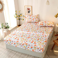 HKM-781587 Multi-Size Fixed Dustproof Polyester Mattress Cover with Floral Pattern, 180X (200-220cm)