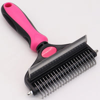 HKM-781715 Pet Hair Detangling Comb - Two-in-One Design with Dense Tooth Options in Blue, Pink, and Black