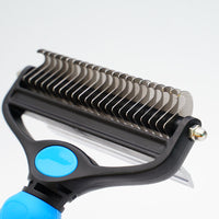HKM-781715 Pet Hair Detangling Comb - Two-in-One Design with Dense Tooth Options in Blue, Pink, and Black