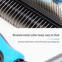 HKM-781715 Pet Hair Detangling Comb - Two-in-One Design with Dense Tooth Options in Blue, Pink, and Black