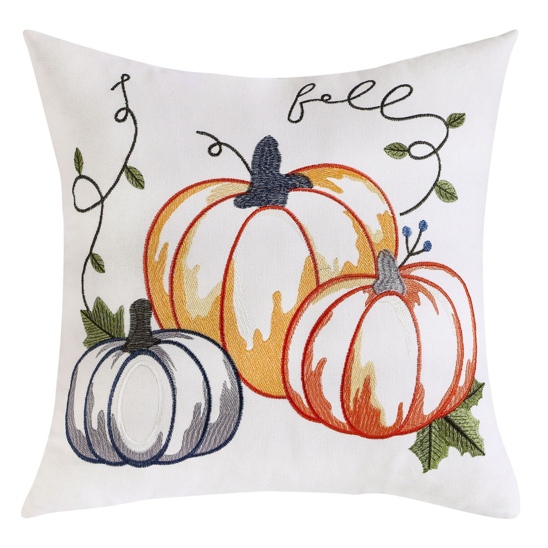 HKM-781907 Pumpkin Embroidered Halloween Pillow Cover in Assorted Colors, 45x45cm