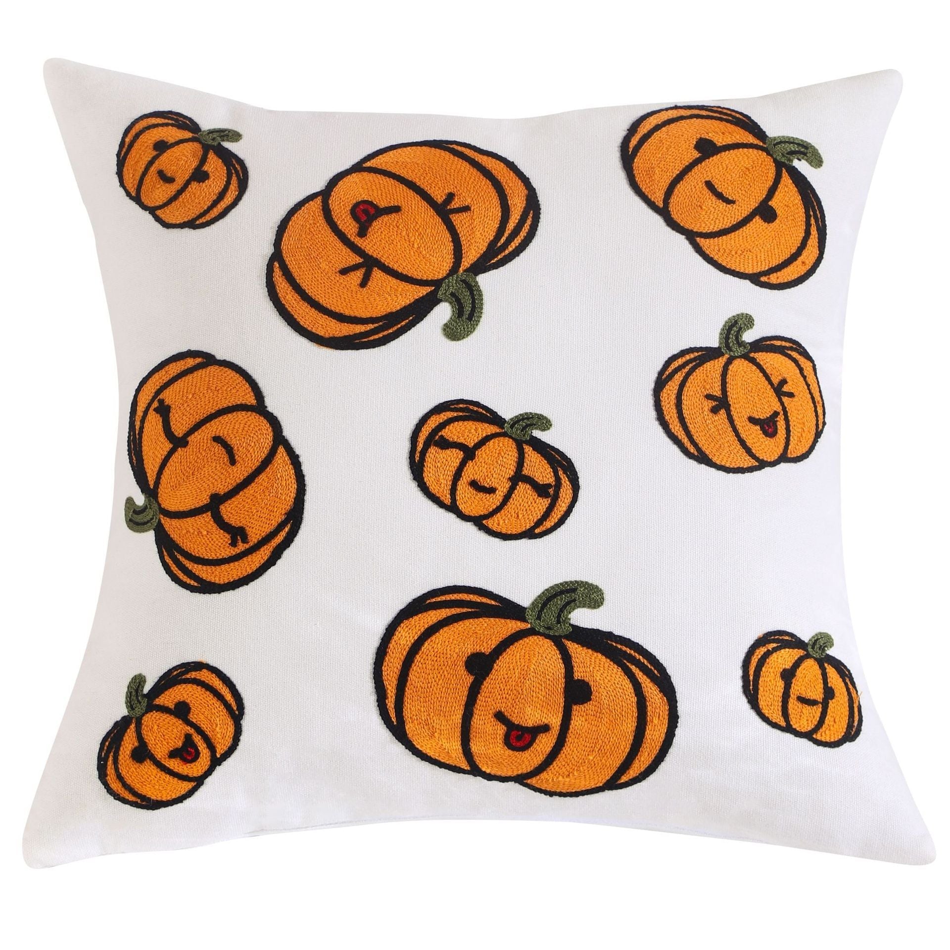 HKM-781907 Pumpkin Embroidered Halloween Pillow Cover in Assorted Colors, 45x45cm