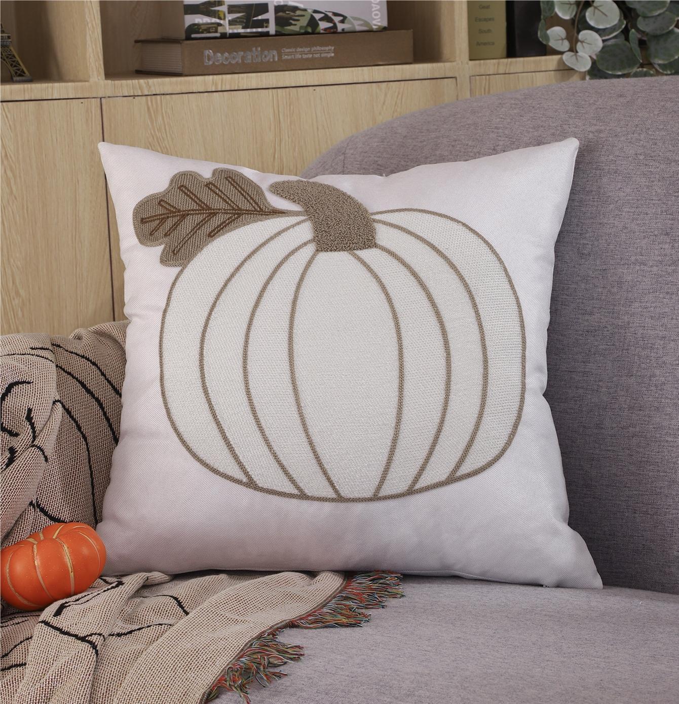 HKM-781907 Pumpkin Embroidered Halloween Pillow Cover in Assorted Colors, 45x45cm