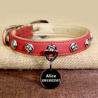 HKM-781971 Double-Layer Super Fiber Pet Leather Collar for Small and Medium Dogs with Custom Rose Nail Design