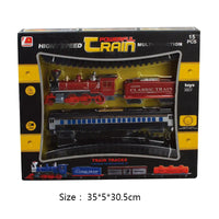 HKM-782035 Battery Operated Electric Simulation Train Track Set with Lights and Sound for Kids Ages 2-4
