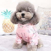 HKM-782035 Cozy Fleece Print Sweatshirt Dress with Teddy Biped Design in Pink Bunny
