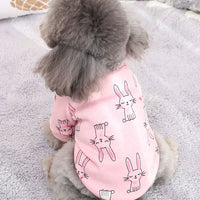 HKM-782035 Cozy Fleece Print Sweatshirt Dress with Teddy Biped Design in Pink Bunny