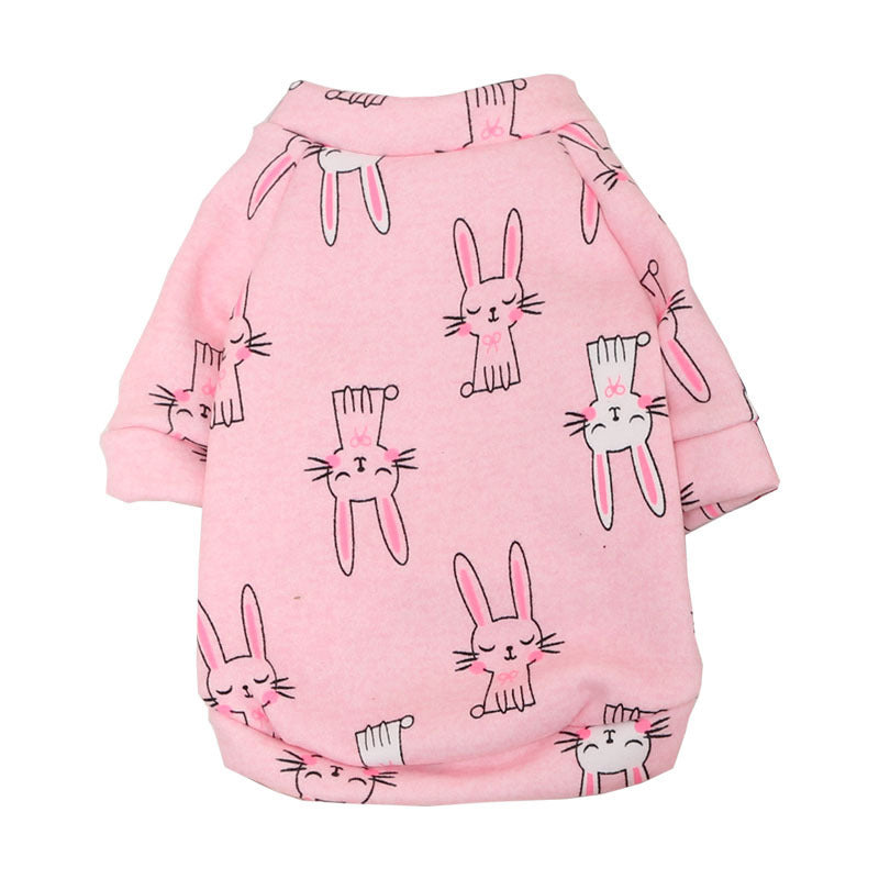 HKM-782035 Cozy Fleece Print Sweatshirt Dress with Teddy Biped Design in Pink Bunny