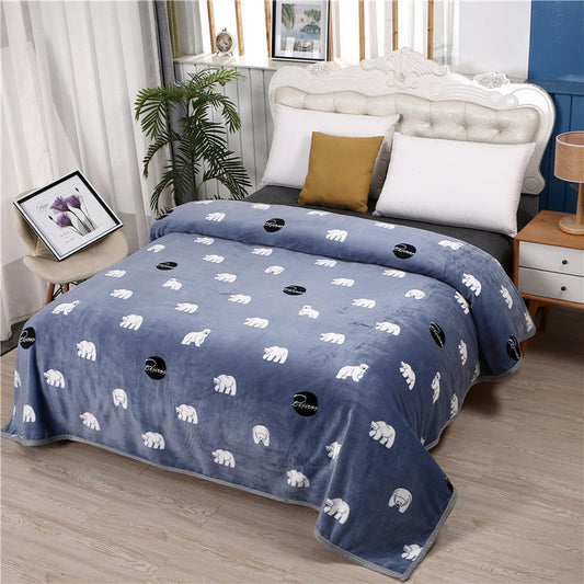 HKM-782099 Thickened Coral Fleece Flannel Blanket in Various Colors and Sizes