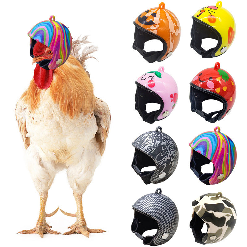 HKM-782227 Protective Chicken Hat in Rainbow, Army Green, Black & White Plaid, Pink Smiling Face, and More