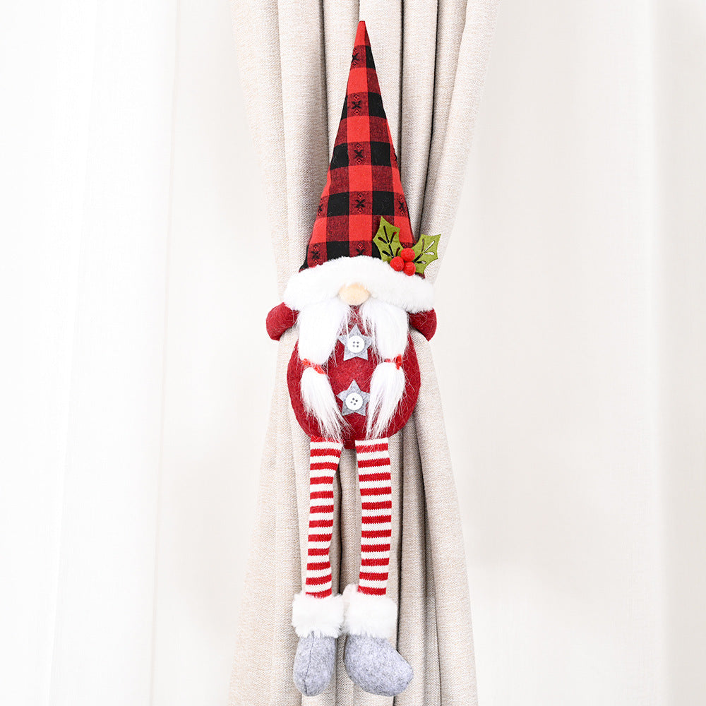 HKM-782483 Santa Claus and Snowman Curtain Buckles - Fabric Holiday Decorations for Homes and Hotels