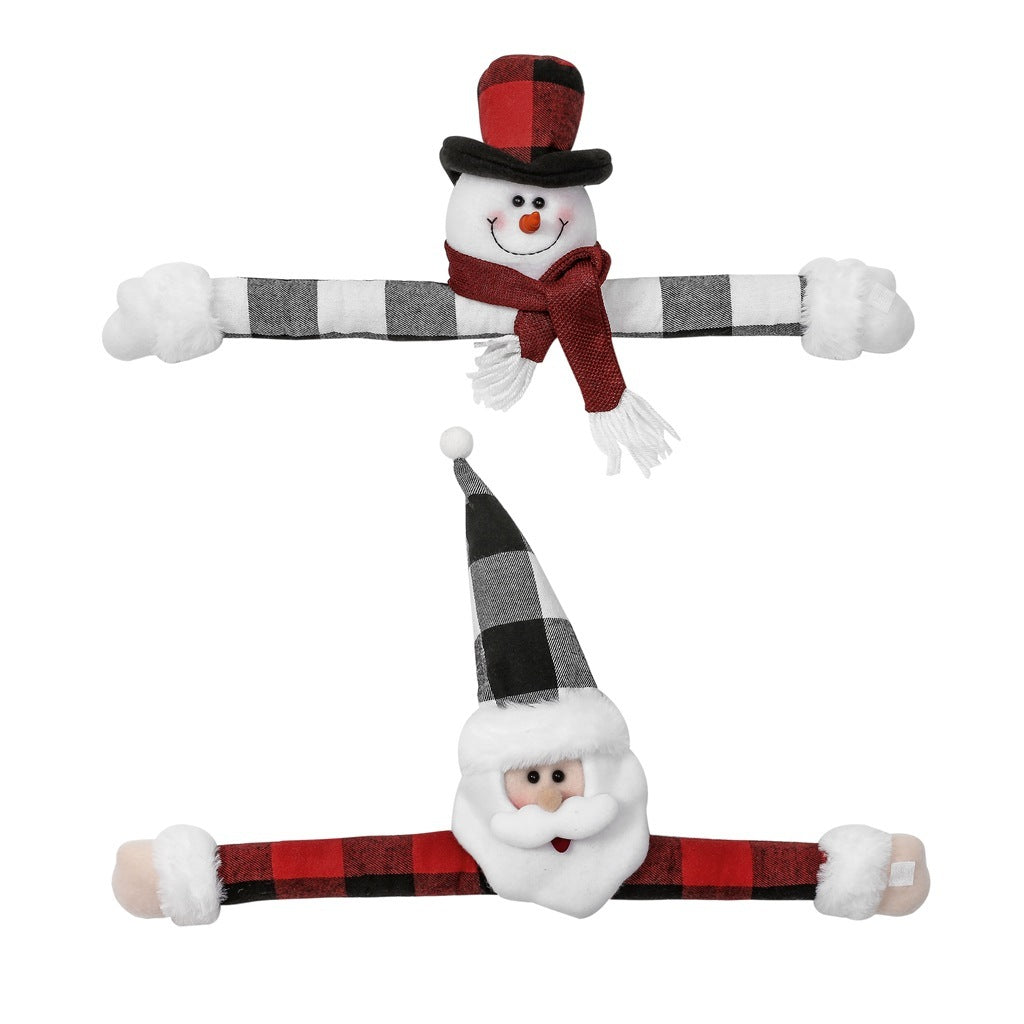 HKM-782483 Santa Claus and Snowman Curtain Buckles - Fabric Holiday Decorations for Homes and Hotels