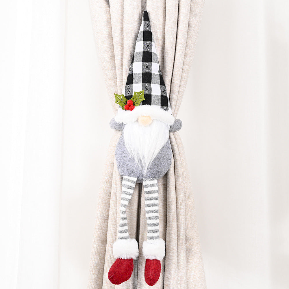 HKM-782483 Santa Claus and Snowman Curtain Buckles - Fabric Holiday Decorations for Homes and Hotels